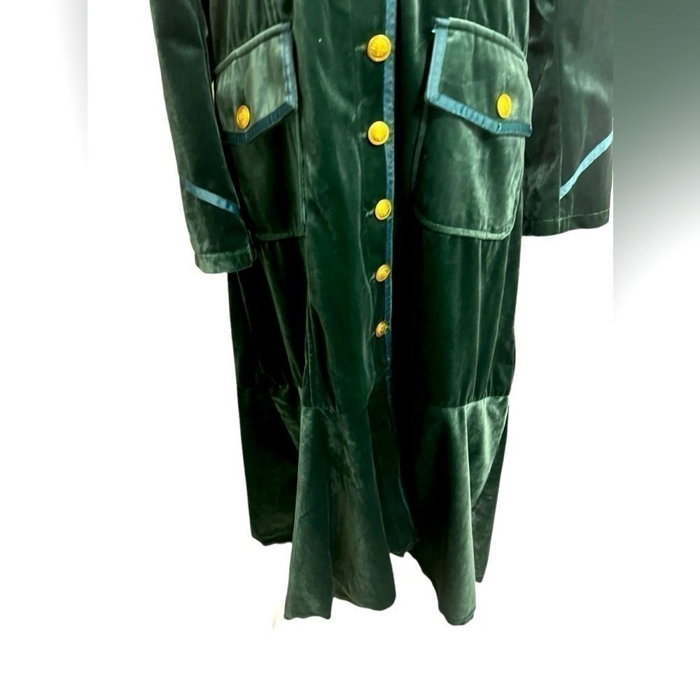 TRISH SCULLY Green velvet jacket or dress nwt 12 large gold buttons fall - Picture 10 of 11